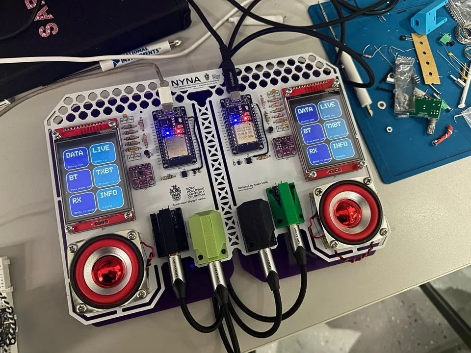 The assembled optical wireless transceiver with two touchscreens