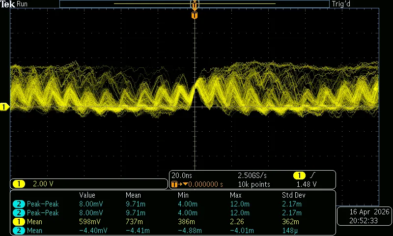 Oscilloscope capture of the on-off keyed bitstream