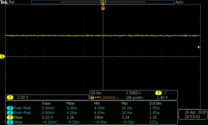 Oscilloscope capture of the comparator output