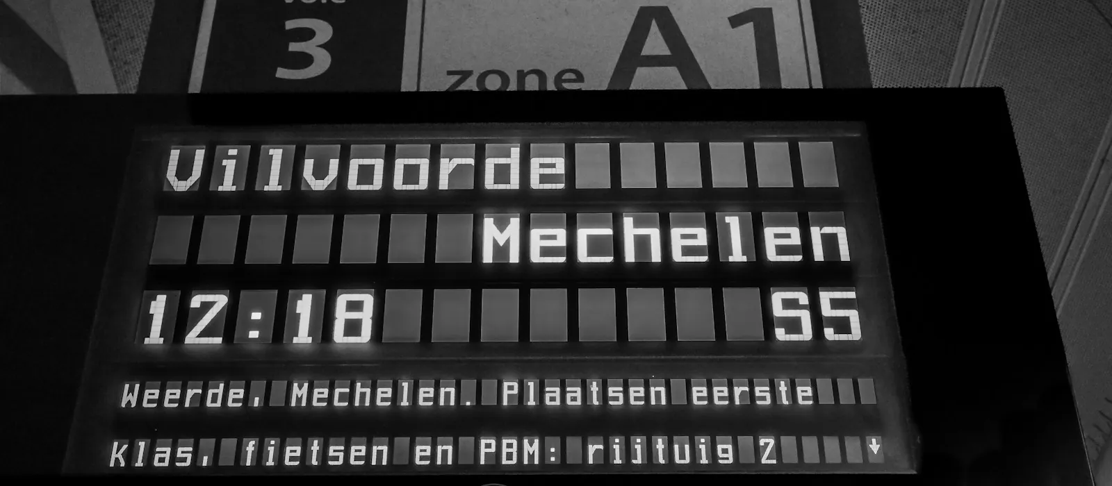 A departure board at a railway station