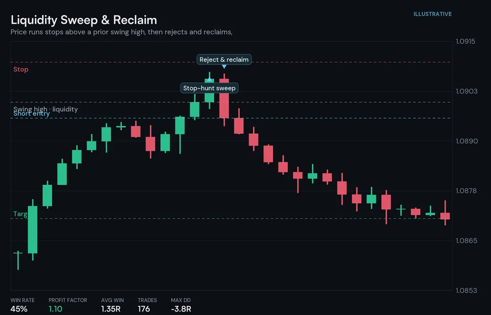 Chart of the liquidity sweep and reclaim reversal strategy